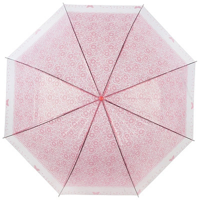 Зонт-трость полуавтоматический 90см BASIC розовый_3