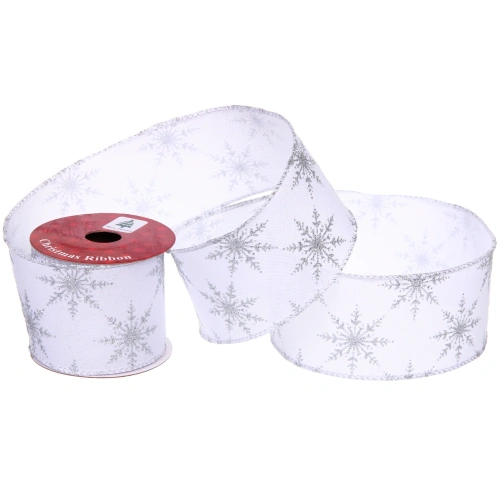Лента для декорирования "Снежинка" 6,3 см, 2,7 м, Серебро
