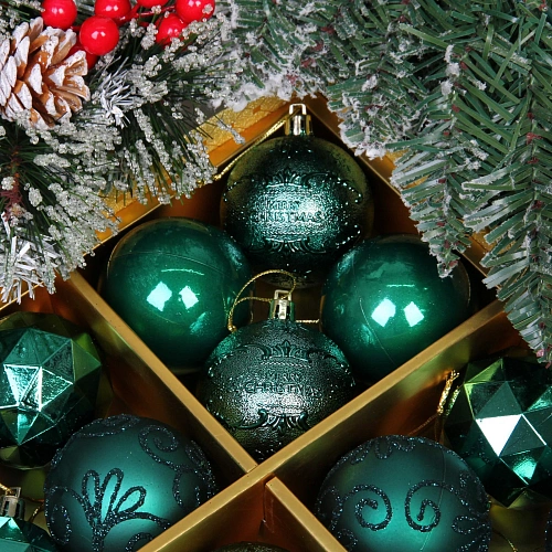 Новогодние шары Зимняя вечеринка 6 см (набор 16 шт), Изумруд_6