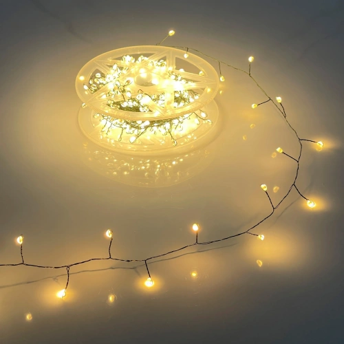 Гирлянда для дома НИТЬ "Мишура-Капля" 40 м 1000 ламп LED, зеленый провод, пост.свечение, IP-20, 220v, Теплый белый