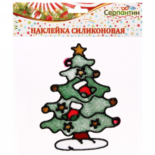 Наклейка на стекло  19*19 см,"Нарядная елочка"