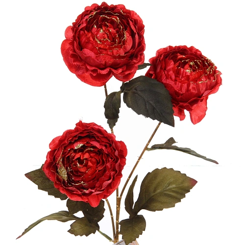Искусственные цветы FLOWERS GLAMOUR 63см Пионы 3 цветка красные_3