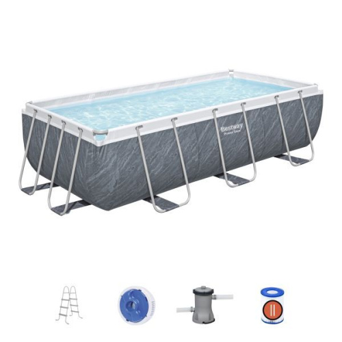 Бассейн каркасный Power Steel прямоугольный 404*201*100 см + 2 аксессуара Bestway (56721)