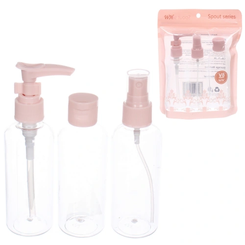 Флаконы дорожные в ZIP пакете 3шт "COMFORT", цвет крышек розовый, (100*3мл)