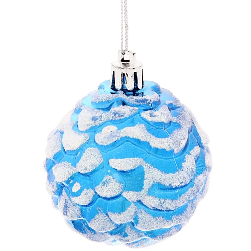 Ёлочные игрушки Шишки нарядные 6 см (набор 3 шт), синийбелый_3