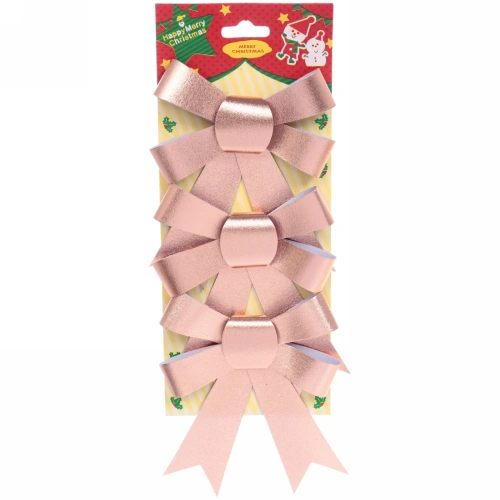 Бант на ёлку "Сказочные блики" (набор 3 шт), Розовое золото