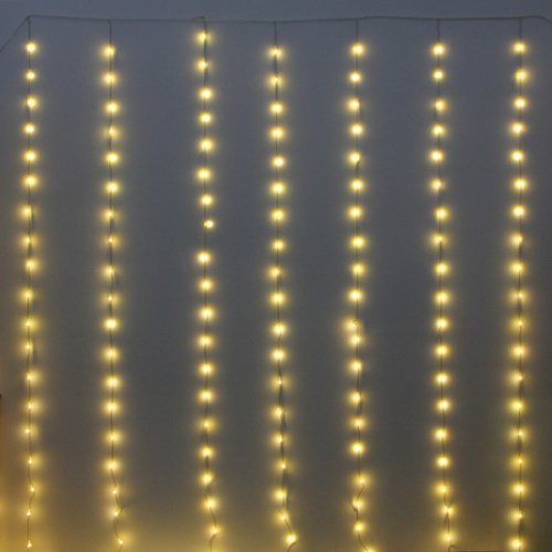 Гирлянда для дома ЗАНАВЕС "Bright light" Водопад 3м*3м 240 ламп LED, IP-20, 8 режимов. Теплый белый (возможность соединения)
