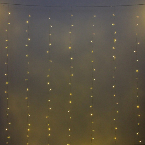 Гирлянда для дома ЗАНАВЕС 3м*2,5м 240 ламп LED, прозр.провод, 8 реж., IP-20. Теплый белый