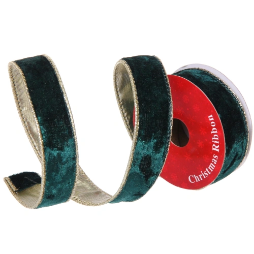 Лента для декорирования "Велюр" 2,5 см, 2,7 м, Темный изумруд