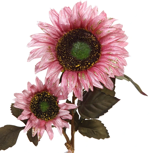 Искусственные цветы FLOWERS GLAMOUR 63см Подсолнухи 2 цветка розовые_3