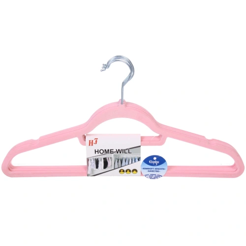 Плечики нескользящие с бархатным покрытием 5шт "ИДЕЯДОМА", цвет пудровый, 44*22см (Селфи)