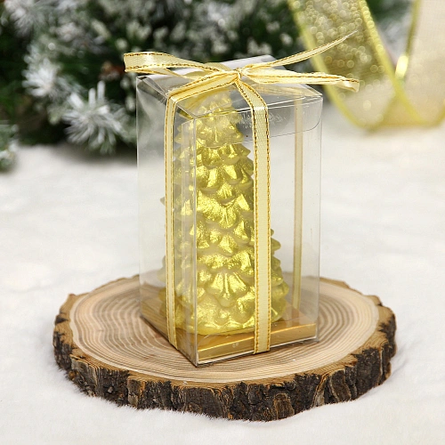 Свеча новогодняя "Сказочная ель" 5,5х10 см, золото