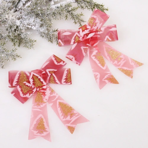 Бант на ёлку "Очарование" 14*18 см (набор 2 шт), Красный