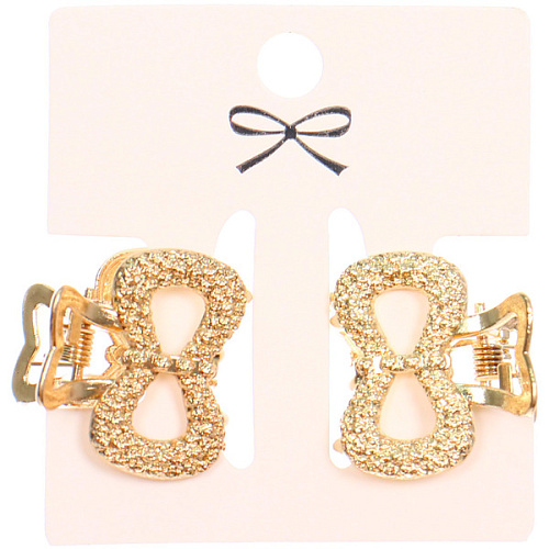 Заколки - крабы для волос на блистере 2шт КАСКАДА, бантики, цвет золото и серебро, 252см (пакет с подвесом)_4