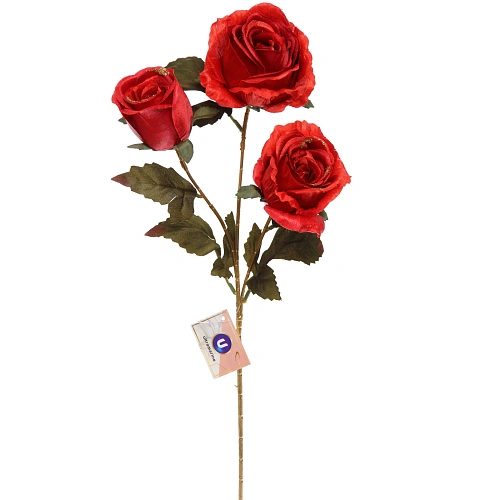 Искусственные цветы "FLOWERS GLAMOUR" 65см Розы 3 цветка красные