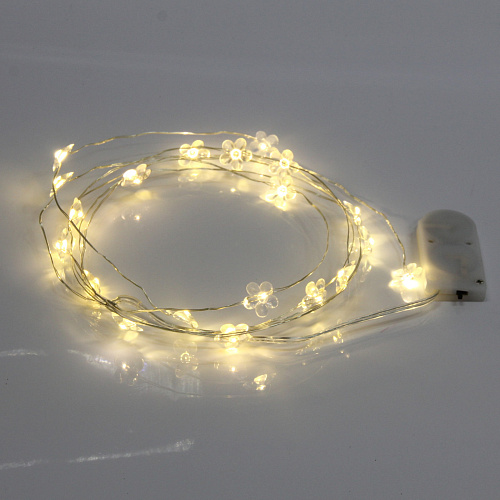 Гирлянда для дома "Цветочек" на батарейках 2,0 м 20 ламп LED, 1 реж., IP-20, Теплый белый