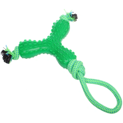 Игрушка-канат для крупных пород собак "Счастливый хвост!", цвет зеленый, 32*14*3см/145гр
