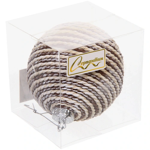 Новогодний шар Зимнее плетение 8 см, Бежевый_4