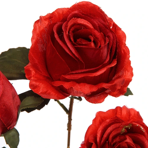 Искусственные цветы FLOWERS GLAMOUR 65см Розы 3 цветка красные_4