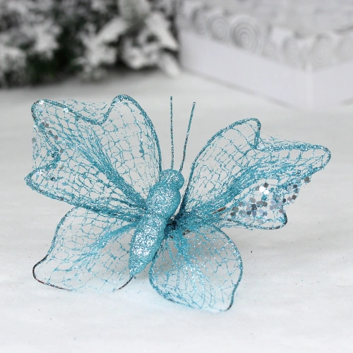 Украшение новогоднее "Сияющая бабочка" 18*15 см, Голубой