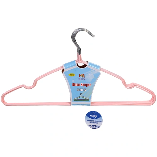 Плечики металлические нескользящие с полимерным покрытием 10шт "ТАРТИТАН", цвет светло-розовый, 40см (Селфи)