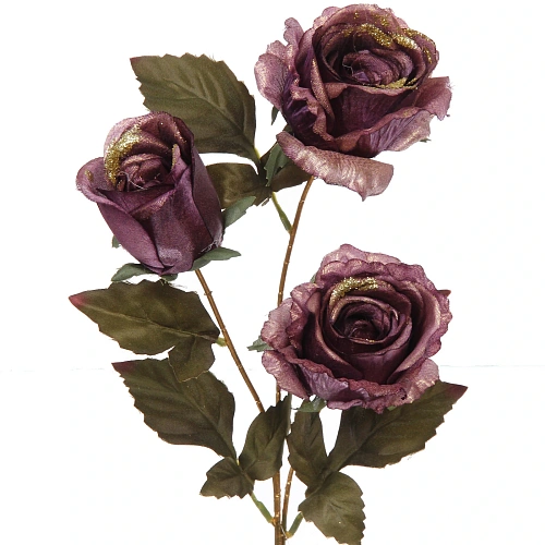 Искусственные цветы FLOWERS GLAMOUR 65см Розы 3 цветка лиловые_3