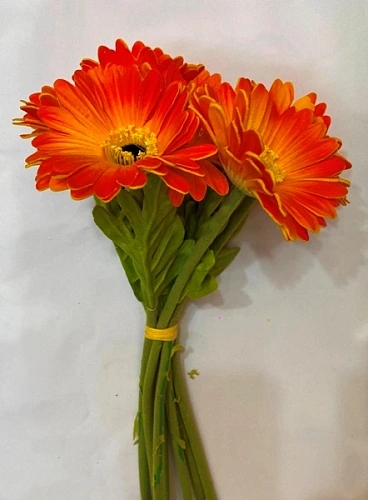 Цветы искусственные "Natur" 33см Герберы 7шт оранжевые