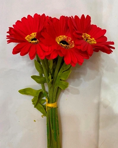 Цветы искусственные "Natur" 33см Герберы 7шт красные