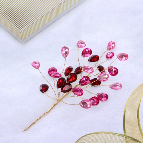 Ветка декоративная "Сказочные переливы" 23 см, Розовый/Рубин