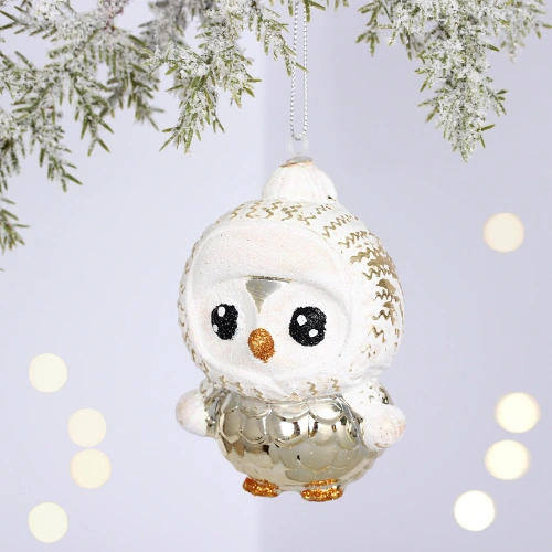 Ёлочная игрушка "Чудной пингвин" 7*5*10 см, Шампань