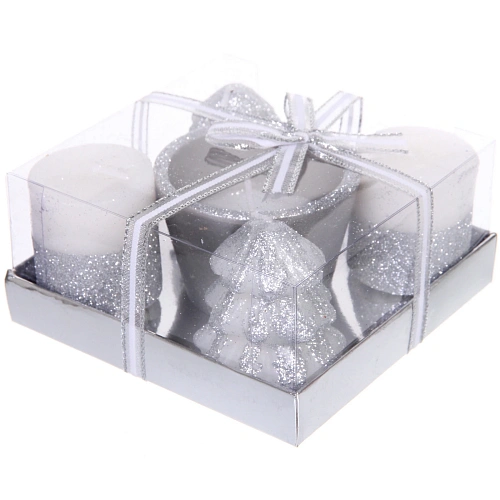 Свечи новогодние Лесной микс 1151155см (набор 5шт), Серебро_2