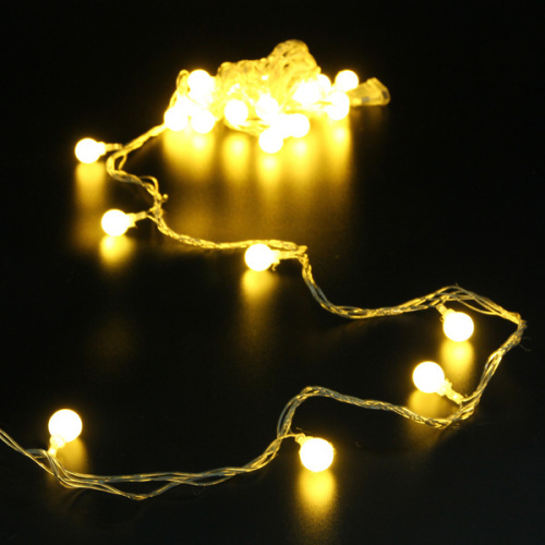 Гирлянда для дома   4м 30 ламп LED с насадками ШАРЫ 1,6 см, прозрачн. пров. 8 реж, IP-20 Теплый белый (возможность соединения)