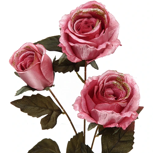 Искусственные цветы FLOWERS GLAMOUR 65см Розы 3 цветка розовые_3