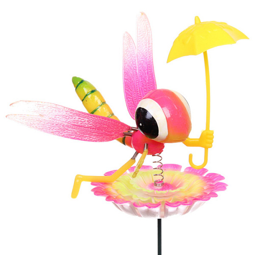 Фигура на спице Стрекоза на цветке 60 см (фигура 177 см) для отпугивания птиц, микс_4