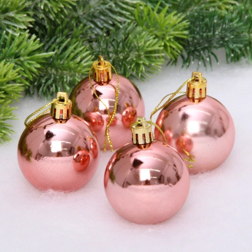 Новогодние шары 5 см (набор 4 шт) "Глянец", розовое золото