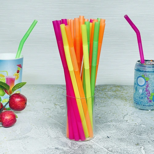 Трубочка для коктейля 10*260мм в наборе 25 шт цветная
