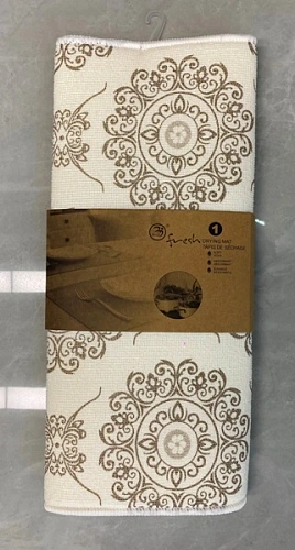 Коврик для сушки посуды 38*50см "Цветочный узор" бежевый