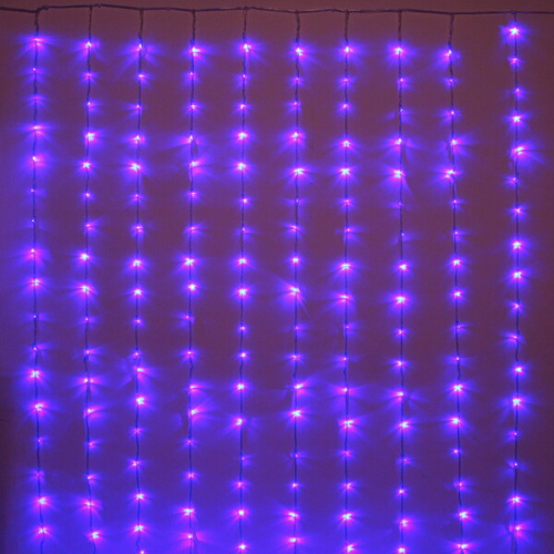 Гирлянда для дома ЗАНАВЕС "Водопад" ш1,5* в2,5 м 240 ламп LED, прозрач.пров, 8 реж, IP-20, Синий (возможность соединения)