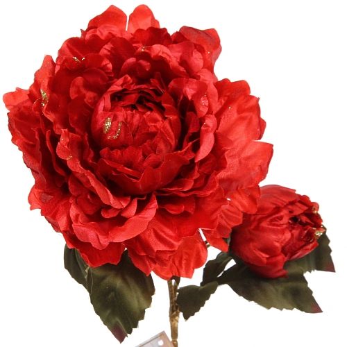Искусственные цветы FLOWERS GLAMOUR 60см Пионы 2 цветка красные_3