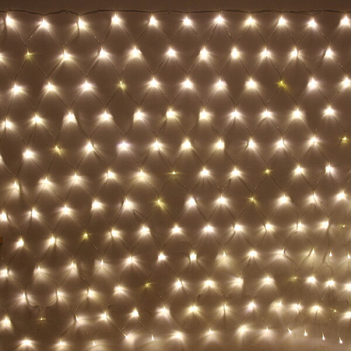 Гирлянда для улицы СЕТКА "Мерцание" ш2,0* в1,5 м 192 ламп LED, прозр.пров,1 реж.,IP-54, Теплый белый (возможность соединения)
