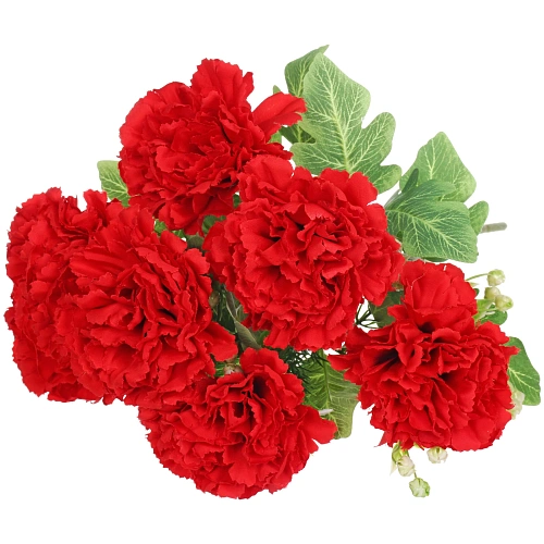 Искусственные цветы "Букет гвоздик" 35см 7 цветков красные