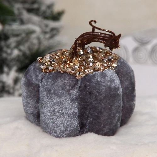 Фигурка новогодняя "Блестящая тыква" 9*9*10 см, Графит