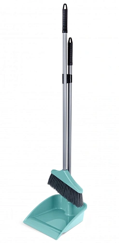 Совок со щеткой с высокой ручкой "Перфетто" бирюзовый С863БИР