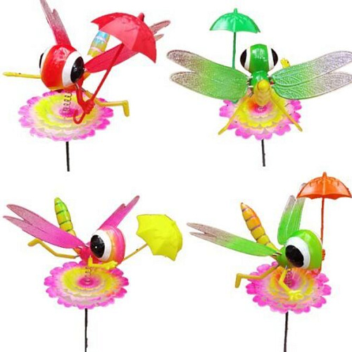 Фигура на спице Стрекоза на цветке 60 см (фигура 177 см) для отпугивания птиц, микс_3