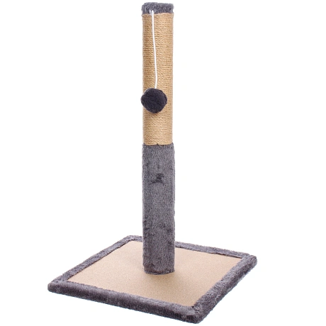Когтеточка на подставке "Счастливый хвост!, цвет серый, 30*30*52см / d-6см