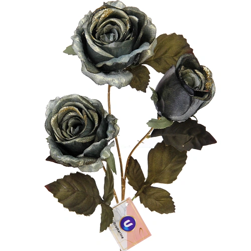 Искусственные цветы FLOWERS GLAMOUR 65см Розы 3 цветка зеленые_3