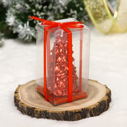 Свеча новогодняя "Сказочная ель" 5,5х10 см, красный