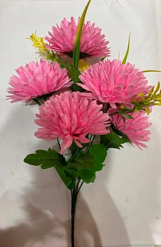 Искусственные цветы "Цветочная мелодия" Хризантемы 40см 7 цветков розовые