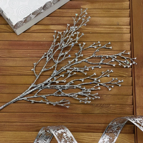 Ветка декоративная "Зимнее древо" 65 см, Серебро