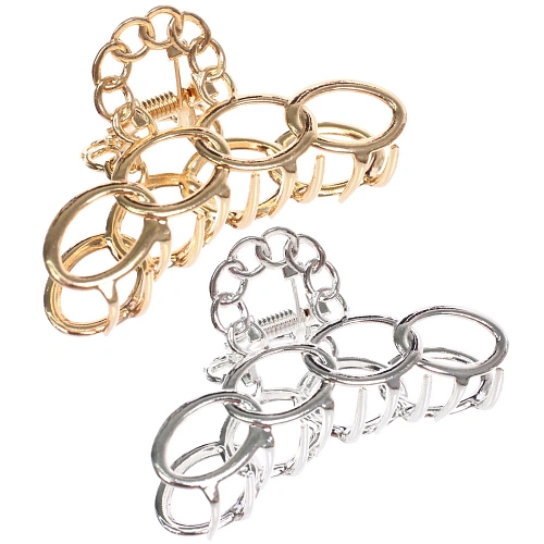 Заколка - краб для волос на блистере "PREMIUM", корсика, цвет серебро и золото, 8см●